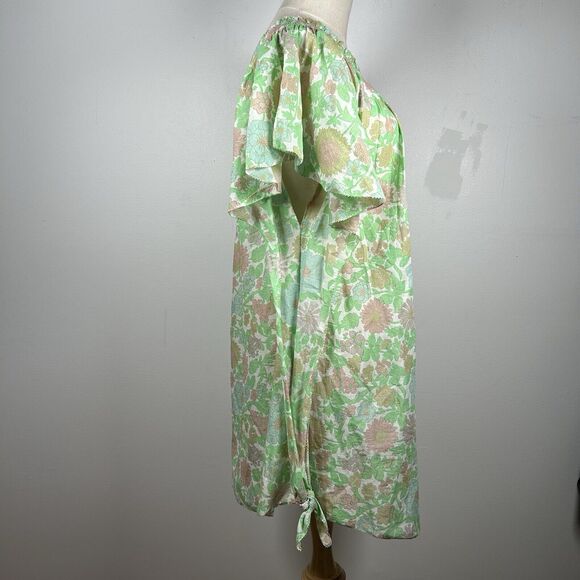 Manoush Women's Smocked Floral Mini Sundress Dress Green Size 38 US 6 M - Picture 3 of 9